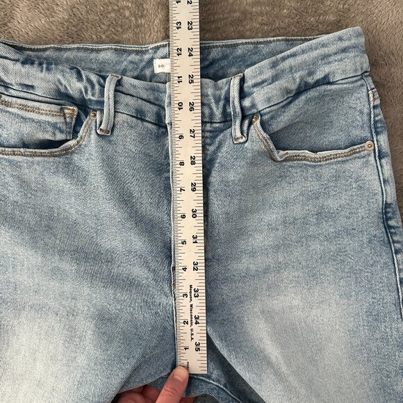 Good American Good Legs High Rise Straight Leg Jeans 12/31 Light Wash Button Fly - Picture 7 of 9